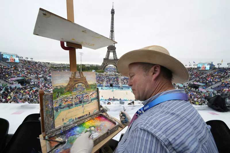 Conoce al artista cuyo trabajo es pintar voleibol de playa en los Juegos Olímpicos de 2024